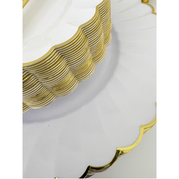 thumb_25 Person 150pc Plastic Dinner Plate Set - White/Gold Scalloped