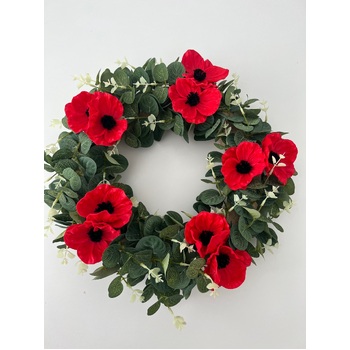 thumb_35cm Anzac Day Poppy and Eucalyptus Wreath
