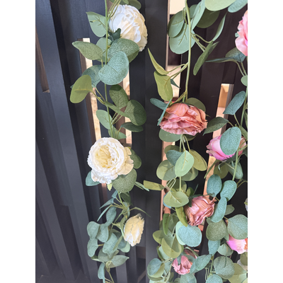 thumb_1.6m Ivory Deluxe Rose & Silver Dollar Eucalyptus Garland