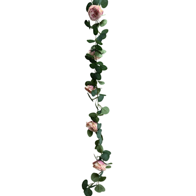 thumb_1.6m Pink Tone Deluxe Rose & Silver Dollar Eucalyptus Garland