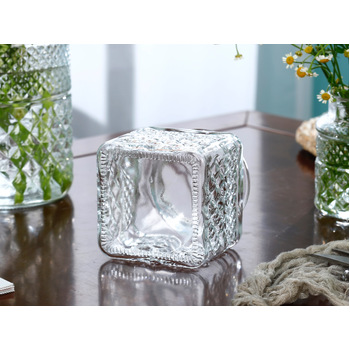 thumb_Clear Vintage Square Style Vase - 10x10cm