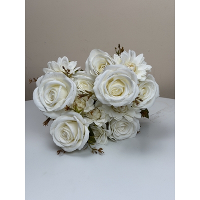 thumb_Artificial White Rose & Dahlia Bush 45cm