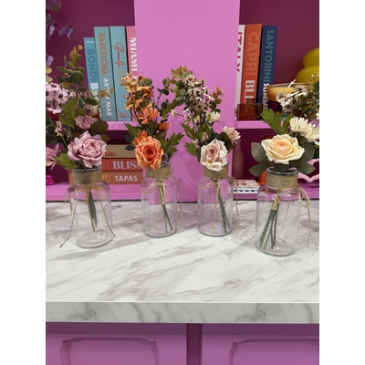 thumb_Set of 6 Clear 16cm Glass Bud Vases with Rustic Jute Ribbon