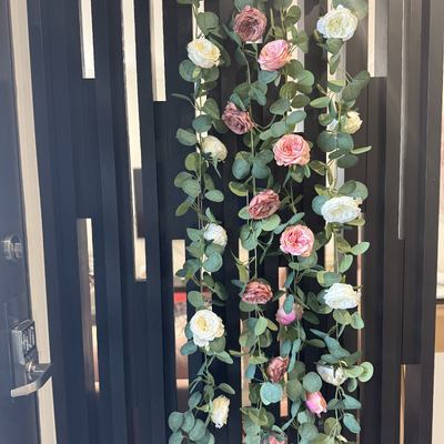 thumb_1.6m Ivory Deluxe Rose & Silver Dollar Eucalyptus Garland