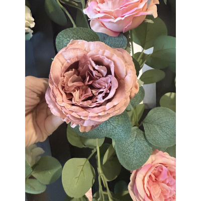 thumb_1.6m Blush Mocha Deluxe Rose & Silver Dollar Eucalyptus Garland