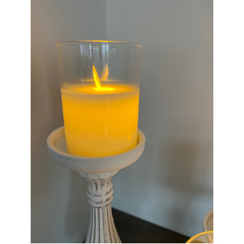 thumb_7.5x20cm LED Pillar Candle in Glass Vase - Flickering Flame
