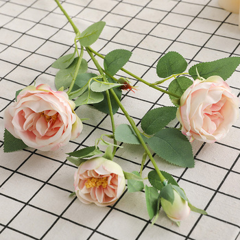 thumb_88cm - 4 Head Rose  Stem - Soft Pink