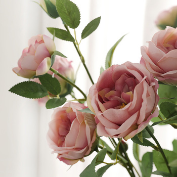 thumb_88cm - 4 Head Rose  Stem - Mauve