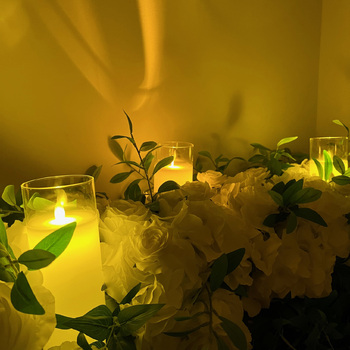 thumb_7.5x25cm LED Pillar Candle in Glass Vase - Flickering Flame