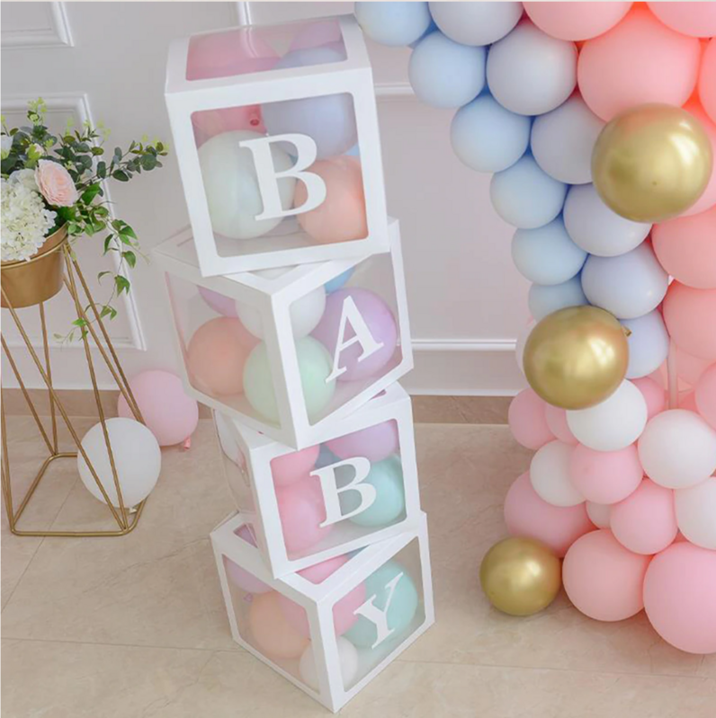 Baby Shower Combo Decorations Material Set- Baby Shower Foil Balloon, Boy  Girl Latex,Foil Balloon,Blue