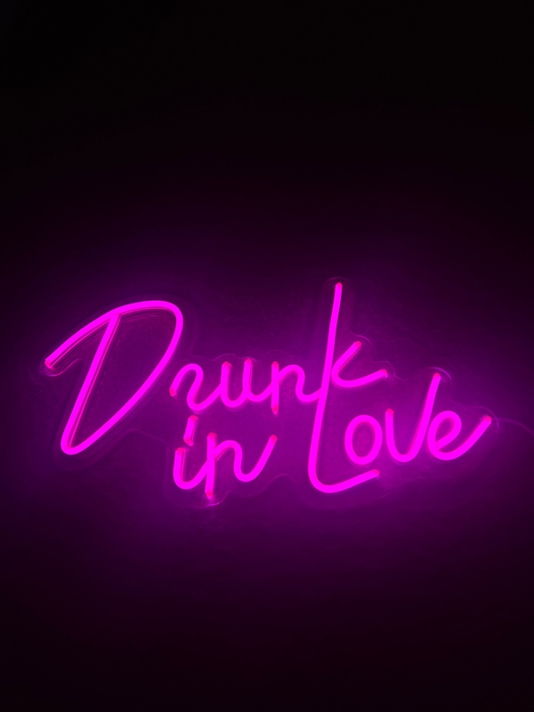 "Drunk In Love" Pink LED Party Sign 42x23cm