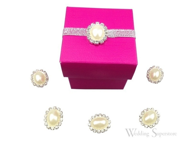 10pk Oval Pearl and Rhinestone Cluster 18mm
