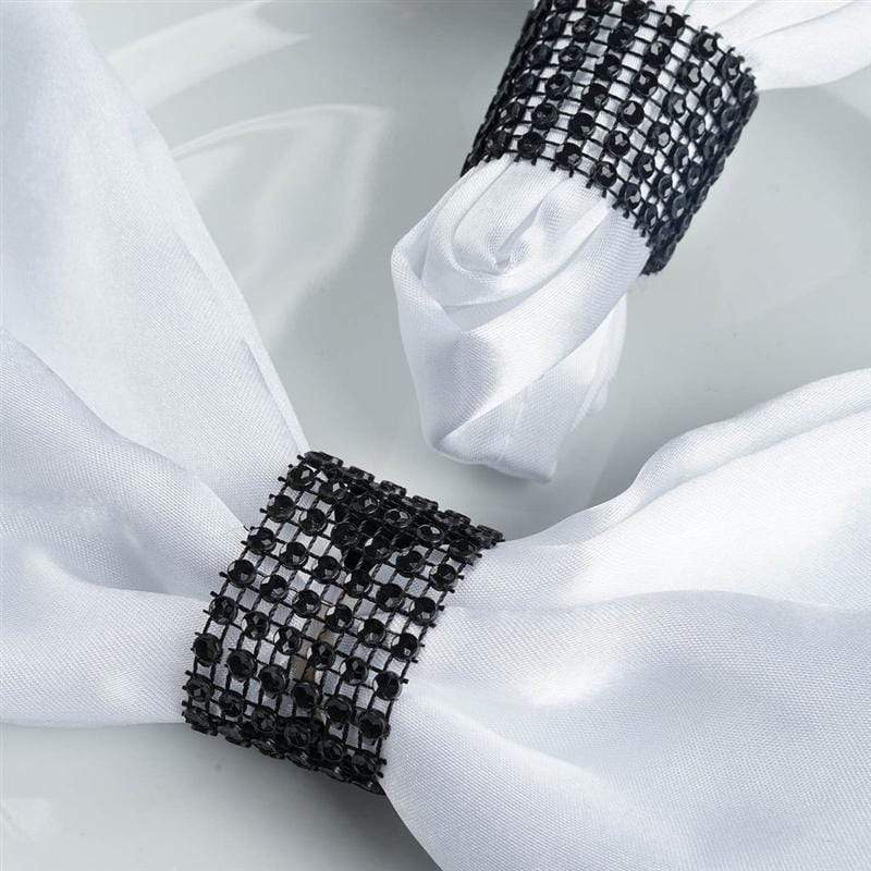 Napkin Rings Black Mesh Design