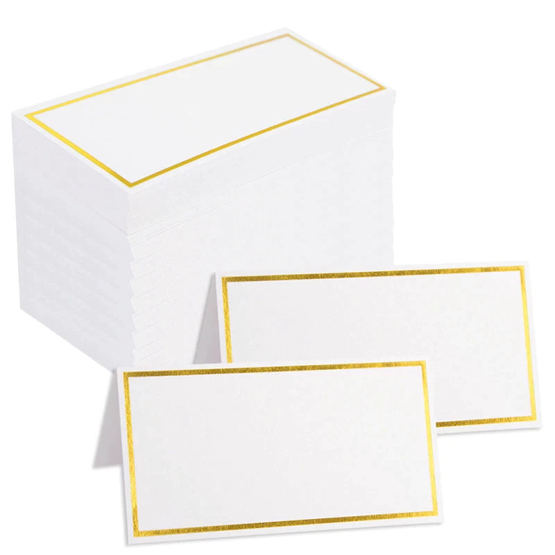 100pk White with Gold Rim Place Cards