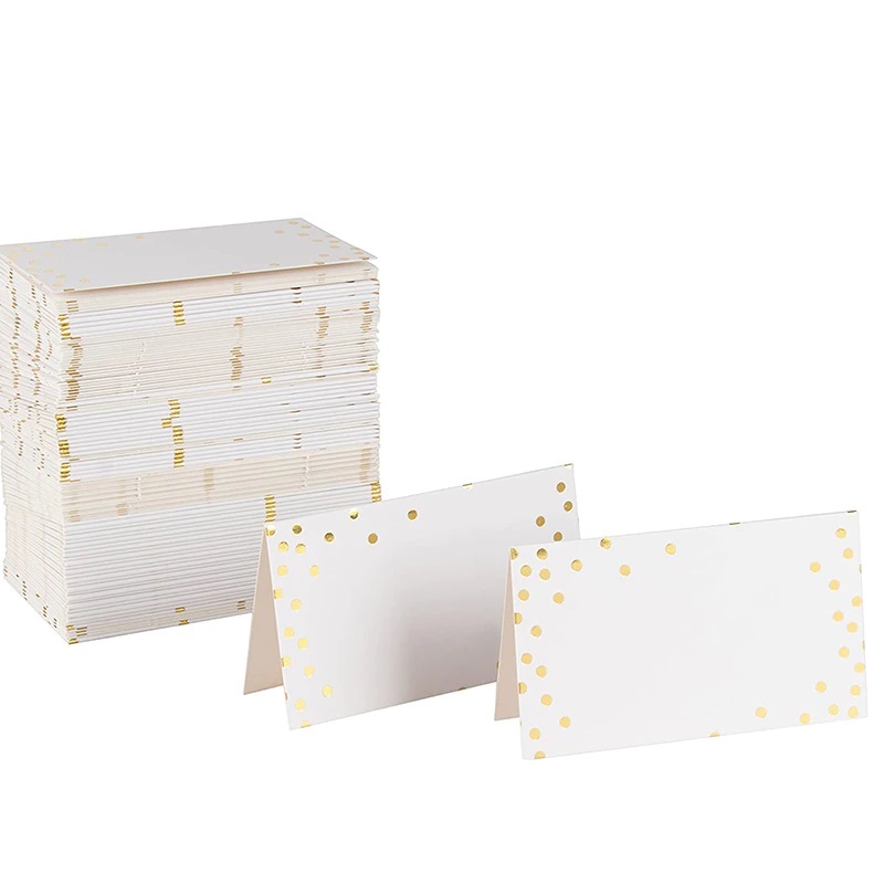 100pk White with Gold Dot Place Cards
