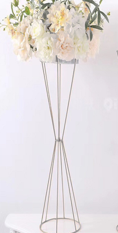 100cm Geometric Flower Stand Centrepiece - Silver