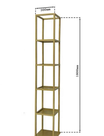 1.8m Gold - 5 Cube Flower Tower Stand