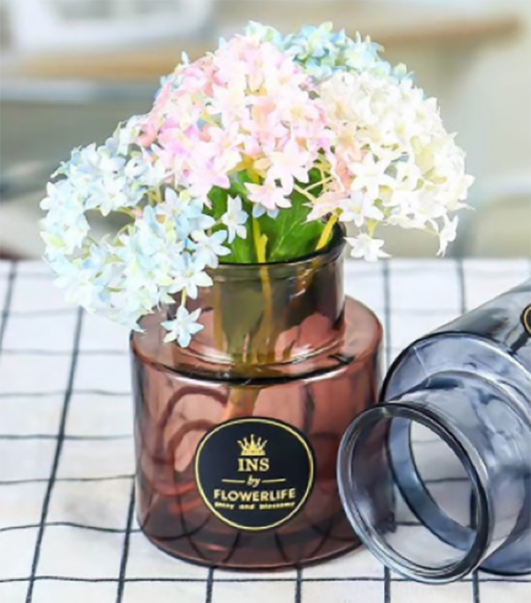 12cm Bud/Posey Glass Vase/Jar Amber