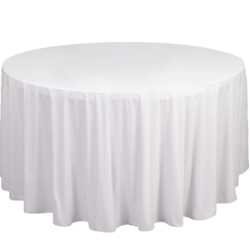 335cm Polyester  Round Tablecloth - White