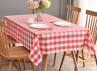 152x320cm (60x126inch) - Red/White Polyester Chequered Tablecloth  (Gingham)