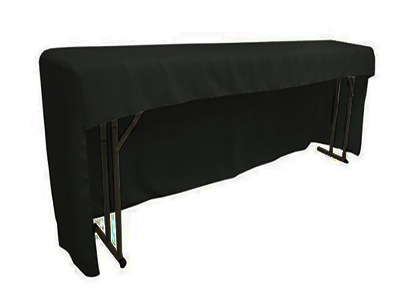 6Ft (1.8m)  3 Sided Fitted Polyester  Tablecloths - Black