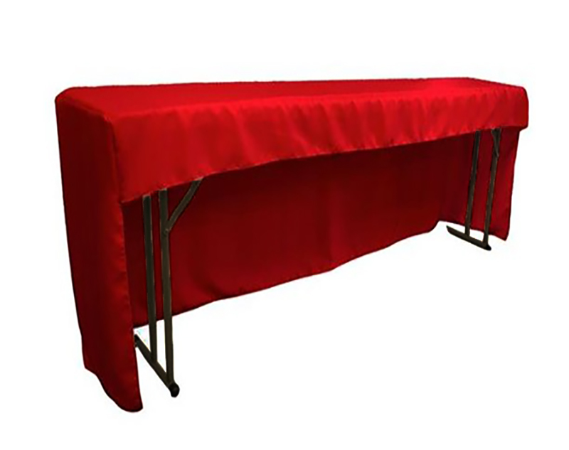 6Ft (1.8m)  3 Sided Fitted Polyester  Tablecloths - Red