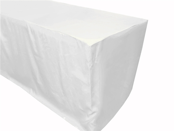 6Ft (1.8m)  Fitted Polyester  Tablecloths - White
