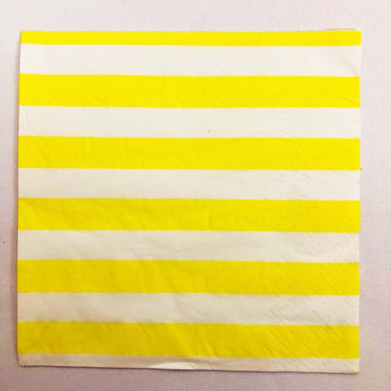 20pk - Paper Party Napkins Yellow Stripe