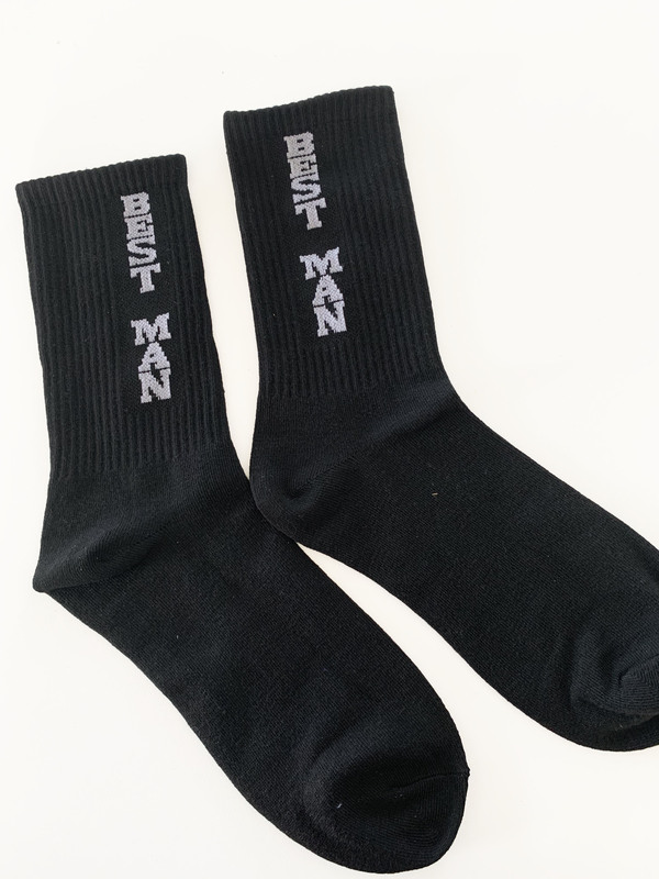 Black Printed Socks - Best Man