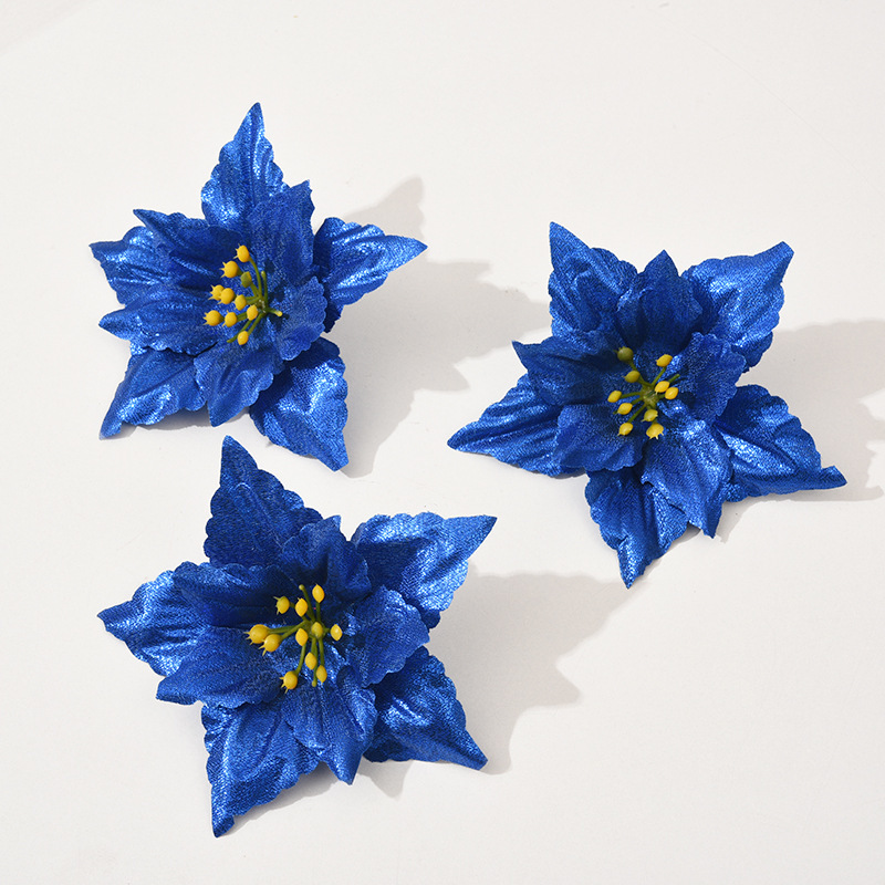 13cm Blue Poinsettia Christmas Flower