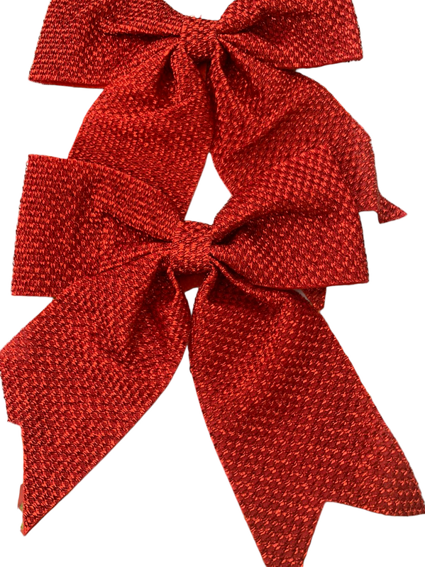 Wholesale Christmas 2pc Ribbon Set W/ Glitter- 6H RED SILVER GOLD