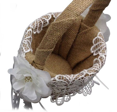 Burlap And Lace Flower Girl Basket