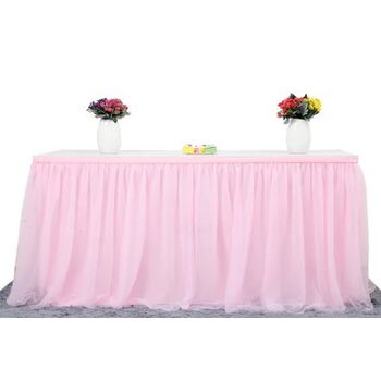 9ft (2.7m) Pink Tulle Table Skirting - Party/Wedding
