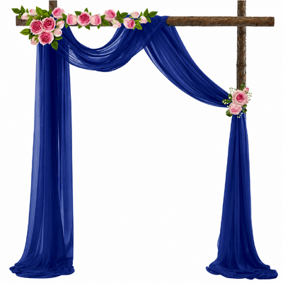 8m Extra Long Navy Chiffon Backdrop Curtain Draping/Swagging