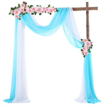 thumb_Chiffon Backdrop Curtain Draping/Swagging - White/Turquoise