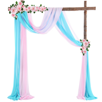 Chiffon Backdrop Curtain Draping/Swagging - Pink/Turquoise