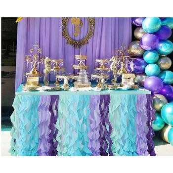 9ft (2.7m) Purple/Blue Tulle Mermaid Theme Table Skirting