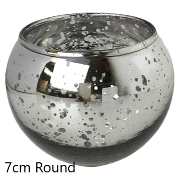  7cm Small Silver Mercury Vapour Round Candle Votive vase Holder