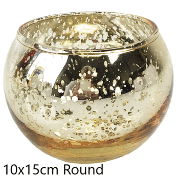 10x15cm Large Gold Mercury Vapour Round Candle Votive Vase Holder