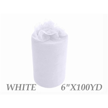 6inch x 100yd Quality Tulle Roll - White