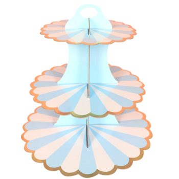 thumb_3 Tier Blue Striped Cup Cake Stand