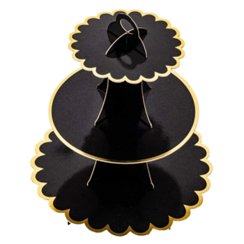 3 Tier Black/Gold Cup Cake Stand