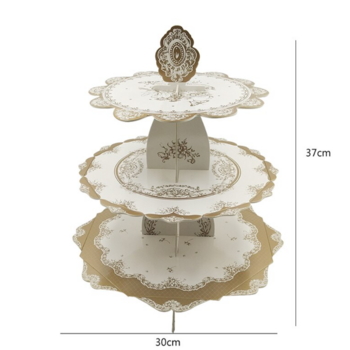 thumb_3 Tier Gold/White Metallic Cup Cake Stand - Wedding/Engagement