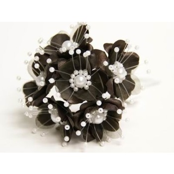 Faux Pearl Flower - Chocolate - 72/pk