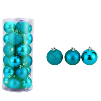 4cm Turquoise Christmas Baubles 24/pc