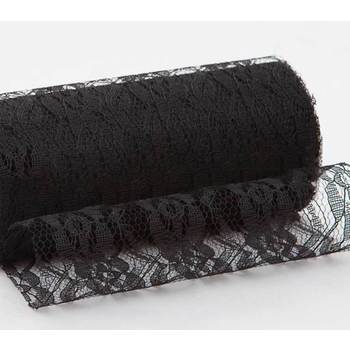 Black 6inch x 11yd Lace Design Tulle Roll