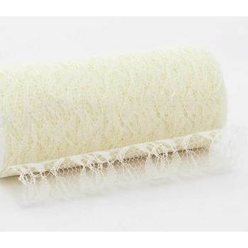Ivory 6inch x 11yd Lace Design Tulle Roll