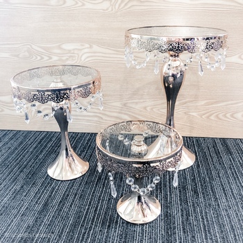 Set of 3 Large Silver Cake Stands