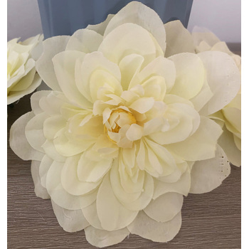 14cm Dahlia Flower Head - White/Cream