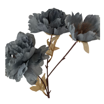 60cm Budget Peony 3 Head Flower Stem -  Periwinkle